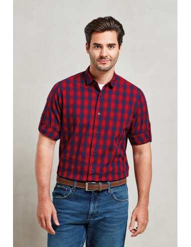 P-PR250-Mens Mulligan Check Cotton Long Sleeve Shirt